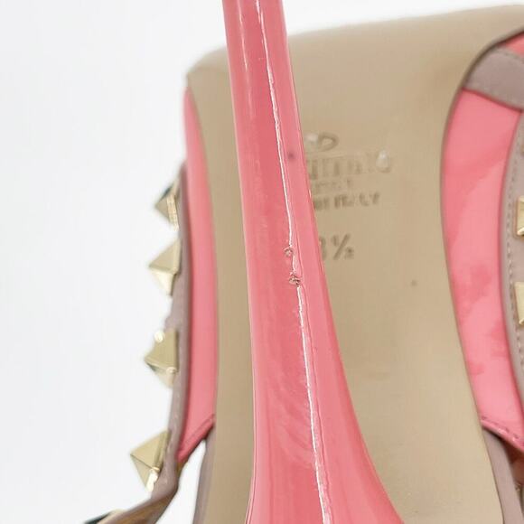 Valentino Garavani Rose Pink Patent Rockstud Ankle Strap Caged Pumps EU 38.5 - Picture 12 of 14